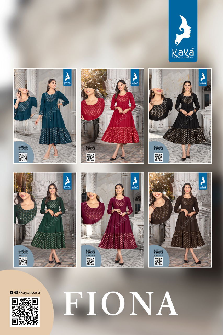 Kaya Fiona New Designer Ethnic Wear Rayon Long Anarkali Kurti Collection